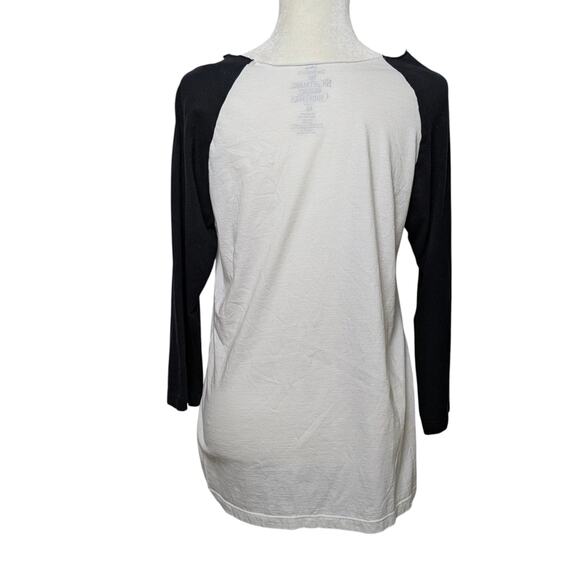 Skellington Graphic Tee sz M Halloween Casual Raglan Sleeve Moon Face Y2K Gothic - Picture 5 of 6